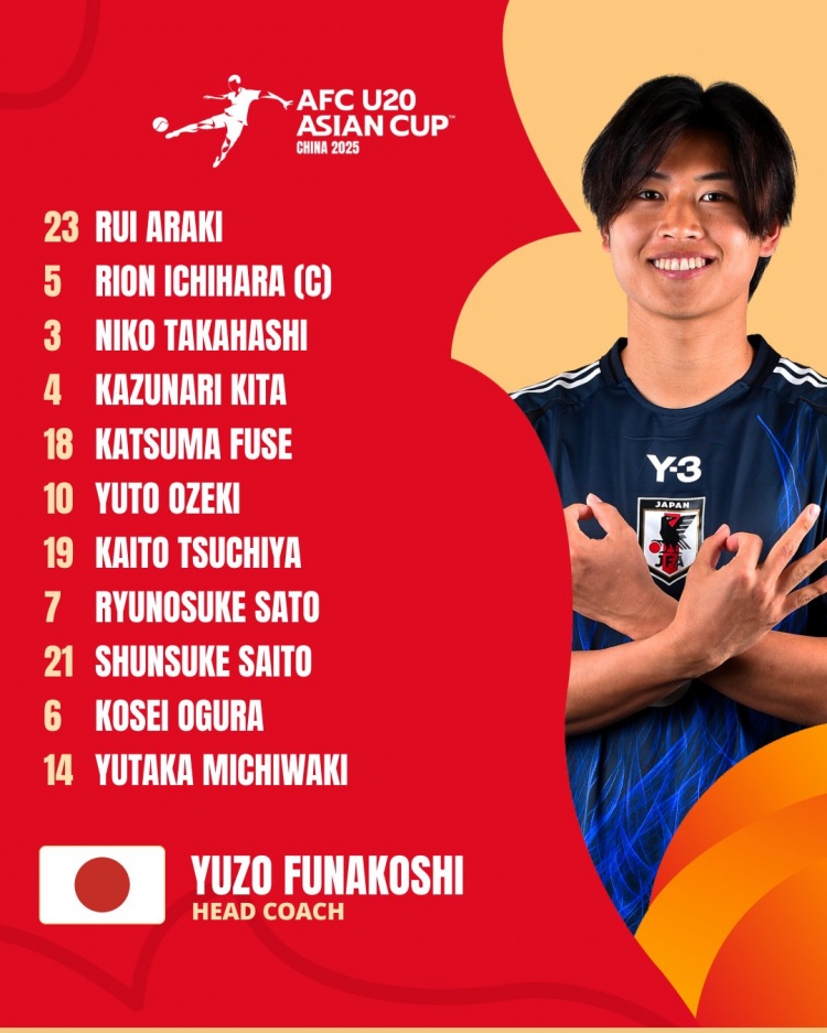  日本U20vs敘利亞U20首發(fā):高橋仁胡、佐藤龍之介出戰(zhàn) 高岡伶颯替補(bǔ)