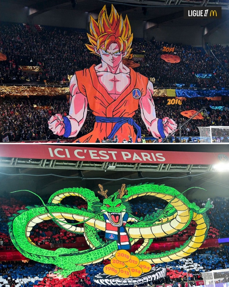  逝世一周年，法甲官推曬昔日巴黎主場龍珠TIFO：鳥山明經(jīng)典永存
