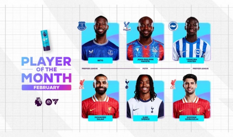  英超2月最佳候選：貝托、馬特塔、明特、薩拉赫、斯賓塞、索博