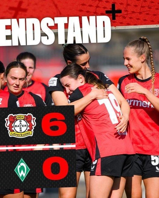  勒沃庫森女足6-0云達(dá)不來梅女足，沈夢露首發(fā)出場59分鐘