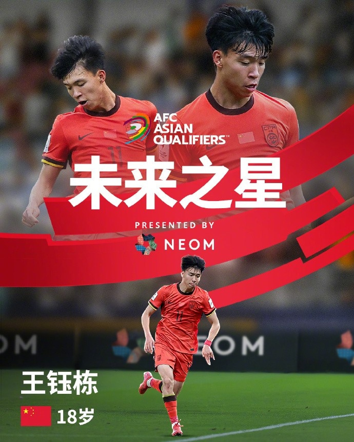 亞洲杯官方社媒發(fā)布王鈺棟個(gè)人海報(bào)：青年軍的旗幟，飄揚(yáng)在前哨