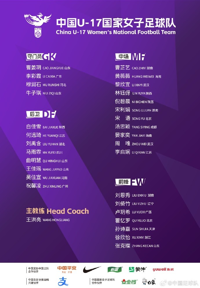  U17女足30人將在蘇州集訓(xùn)備戰(zhàn)世界杯，姜寧、朱挺擔(dān)任訓(xùn)練員